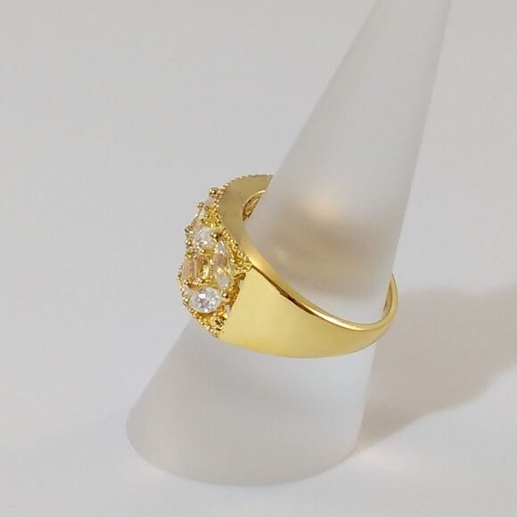 White Zircon & Yellow Topaz 14K YG Sterling Silver Ring Size 6.25 - Picture 5 of 8